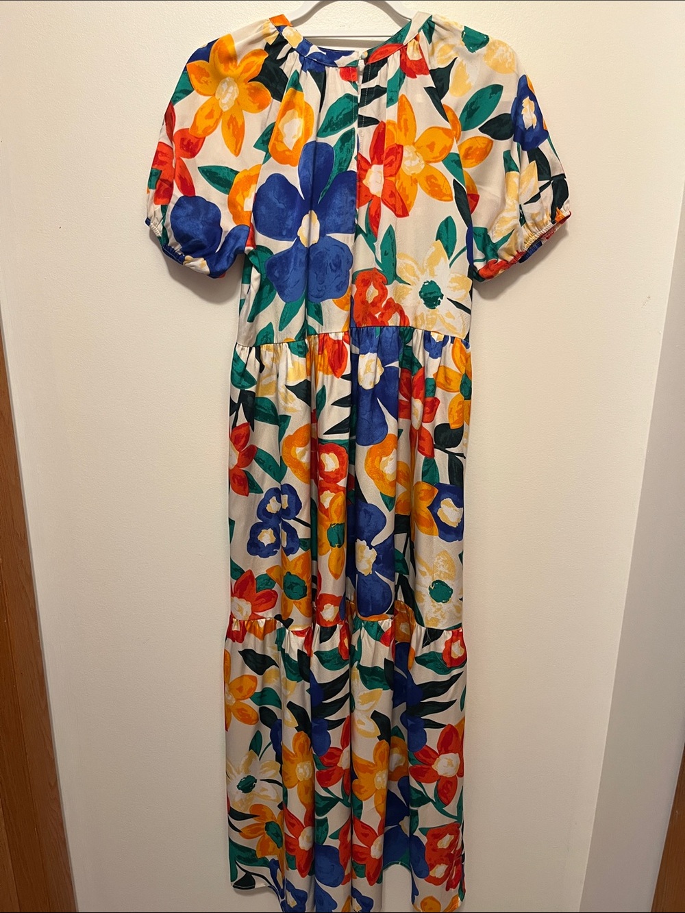 TCEC Maxi Dress with Red, Blue, Yellow & Green Floral Print - Picture 2 of 5